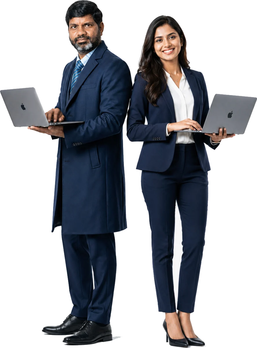 Global Info Edge growth professionals with laptops