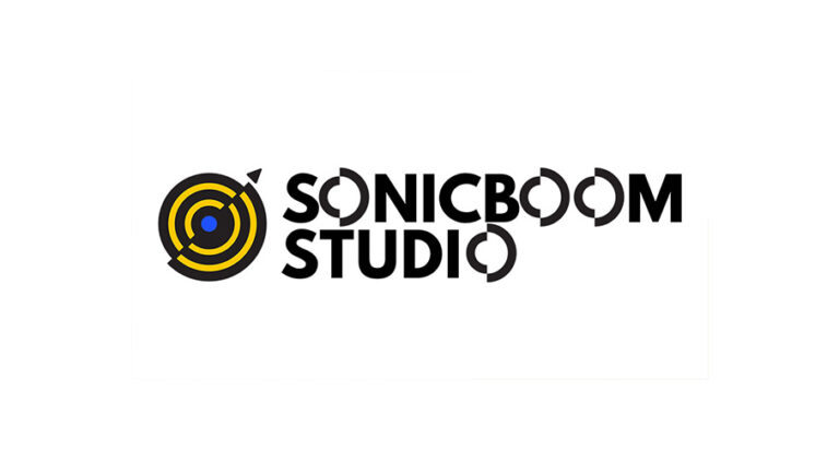 Sonicboom Studio logo rectangle color logo design